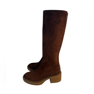 NWOT White Mountain Marcella Knee High Faux Suede Brown Heeled Tall Boots Size 6
